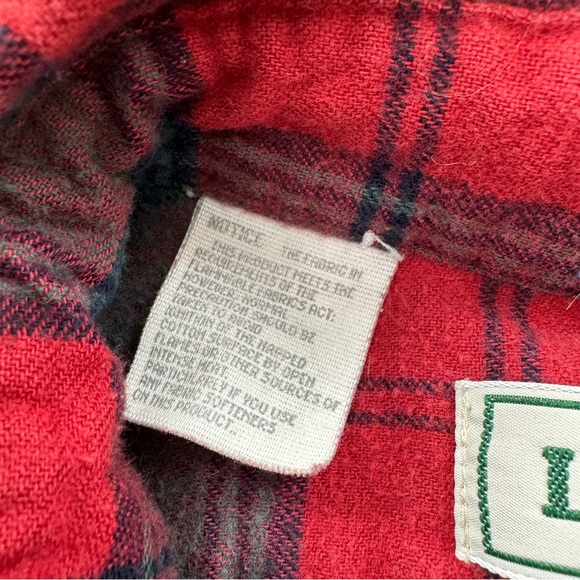 Vintage LL Bean Plaid Flannel Button Down Shirt Red Green Mens Large - Picture 5 of 12